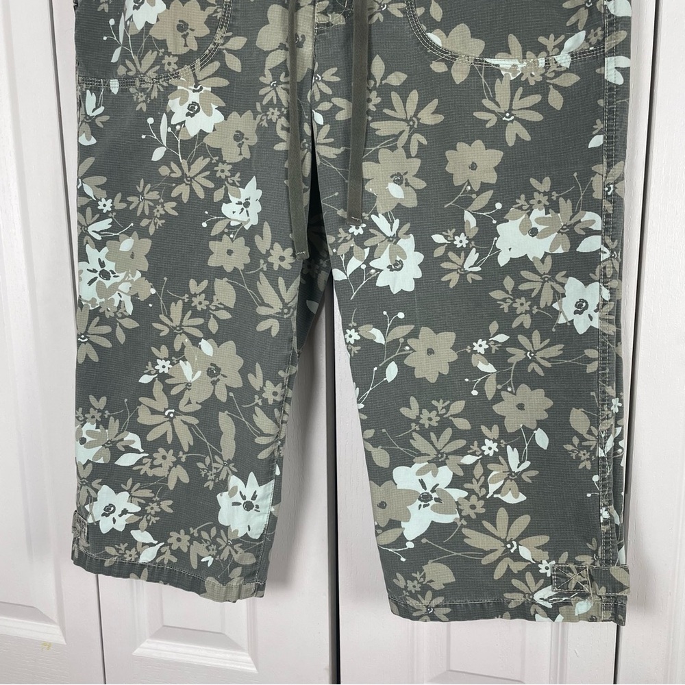 Y2K Gloria Vanderbilt Ripstop Floral Capri Pants Women’s 14 Green Utility Sporty - Picture 3 of 16